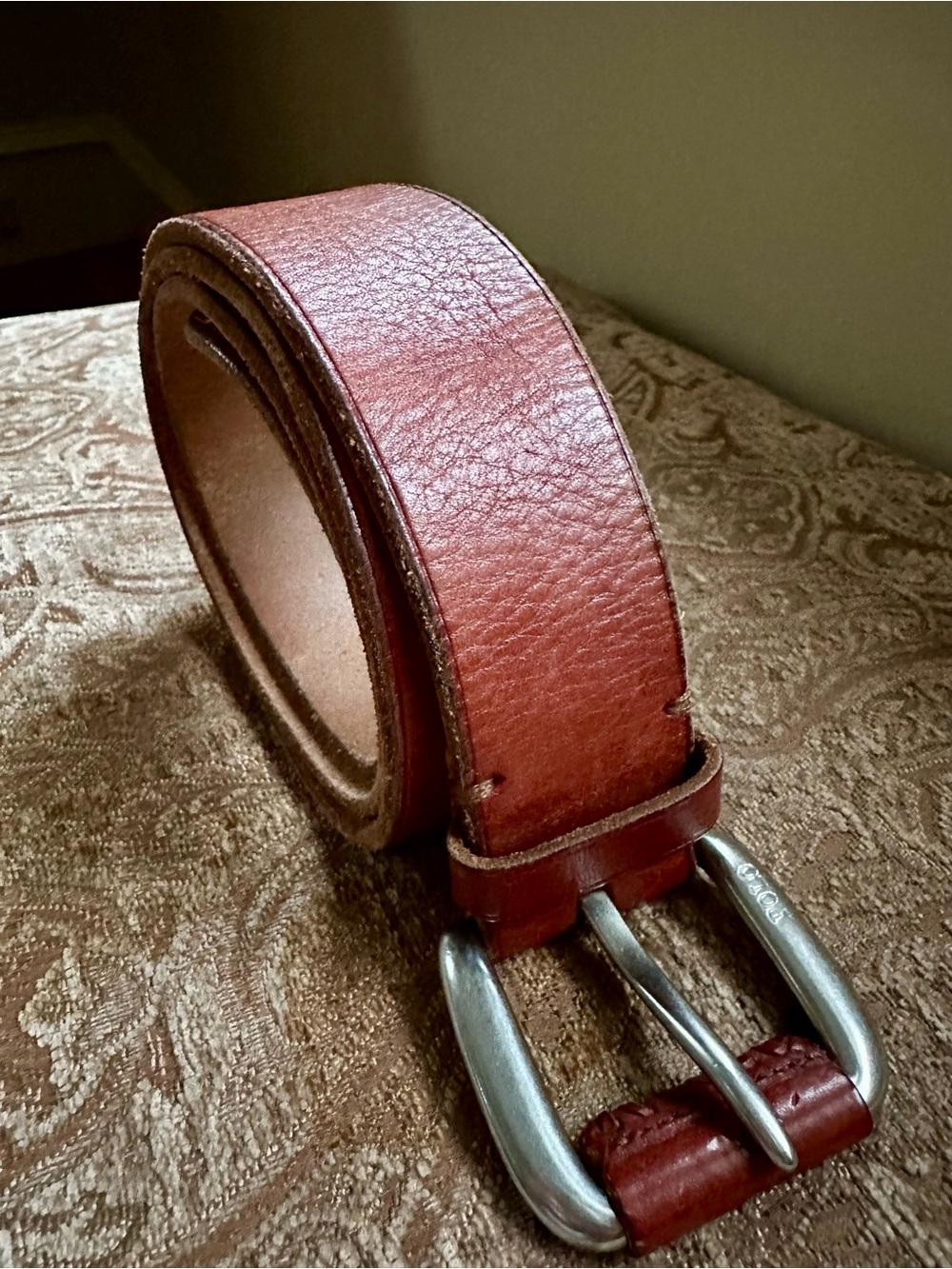 Polo Ralph Lauren Men's Brown Genuine Leather Belt Size 40 Solid Brass Buckle